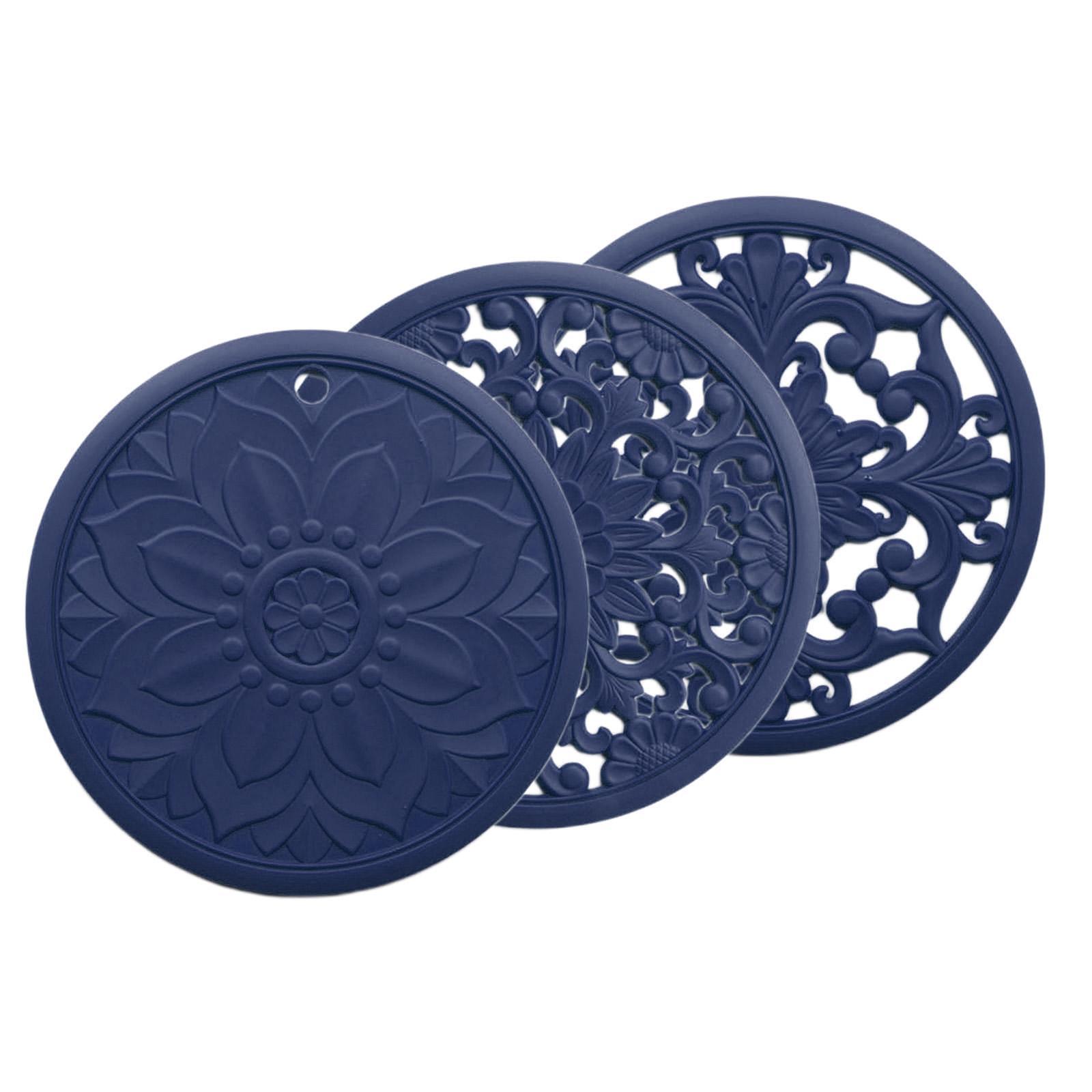 6x Round Silicone Hot Pads Countertop Tableware Bowl Mat Trivet Dining Room