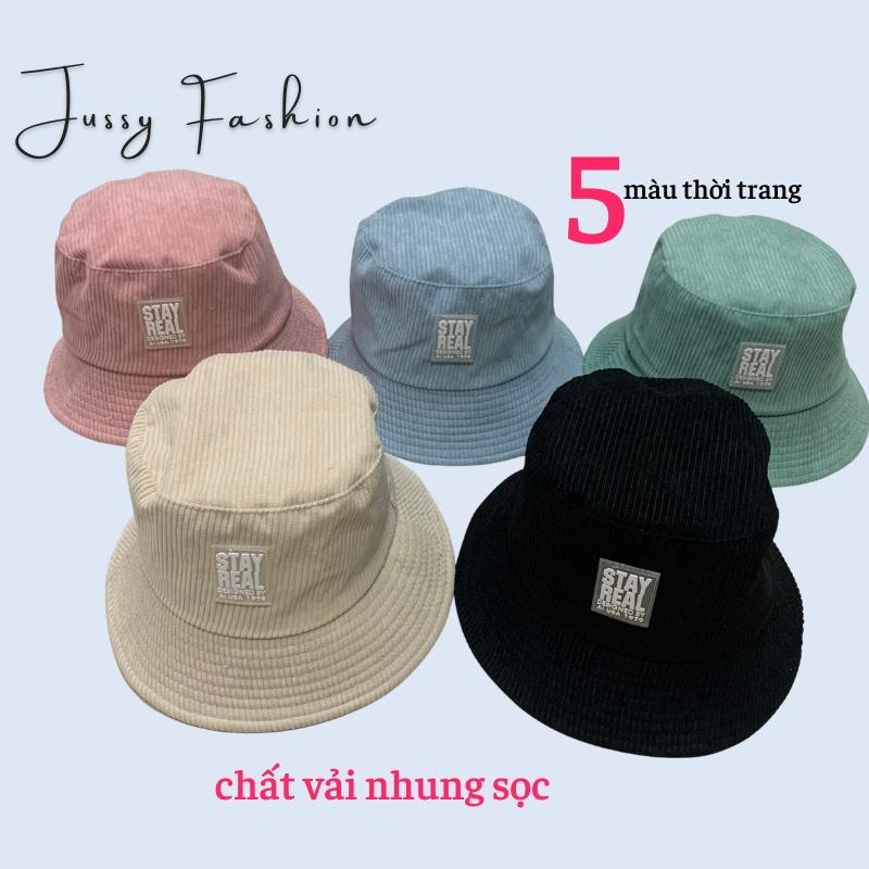 Nón Tai Bèo Nhung Gân Stay Real Jussy Fashion Phong Cách Mũ Bucket Chống Nắng Vành Cụp Unisex Hot Trend