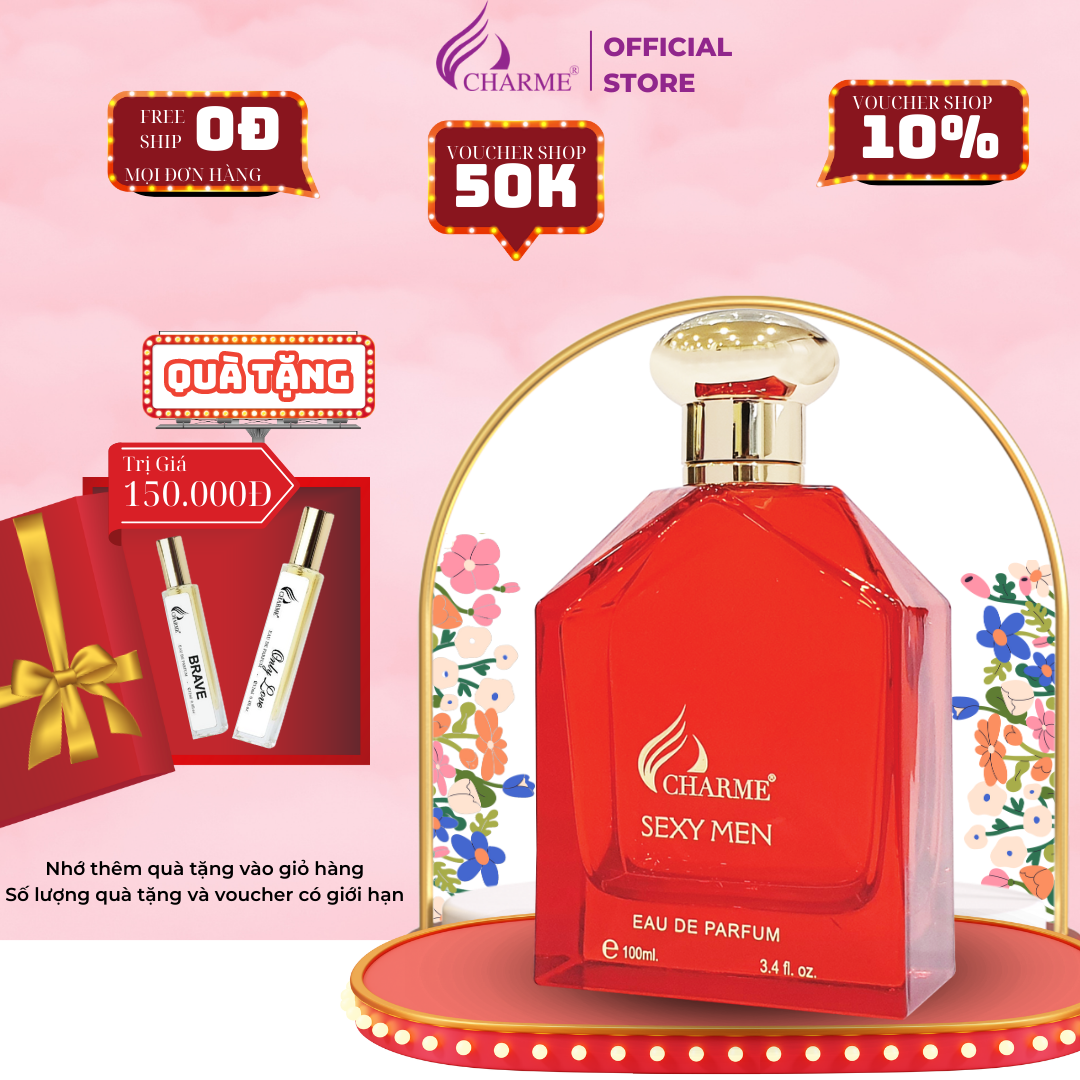 Nước hoa nam quyến rũ, Charme Sexy Men, dòng nước hoa lưu hương lâu, nam tính dành cho quý ông, 100ml