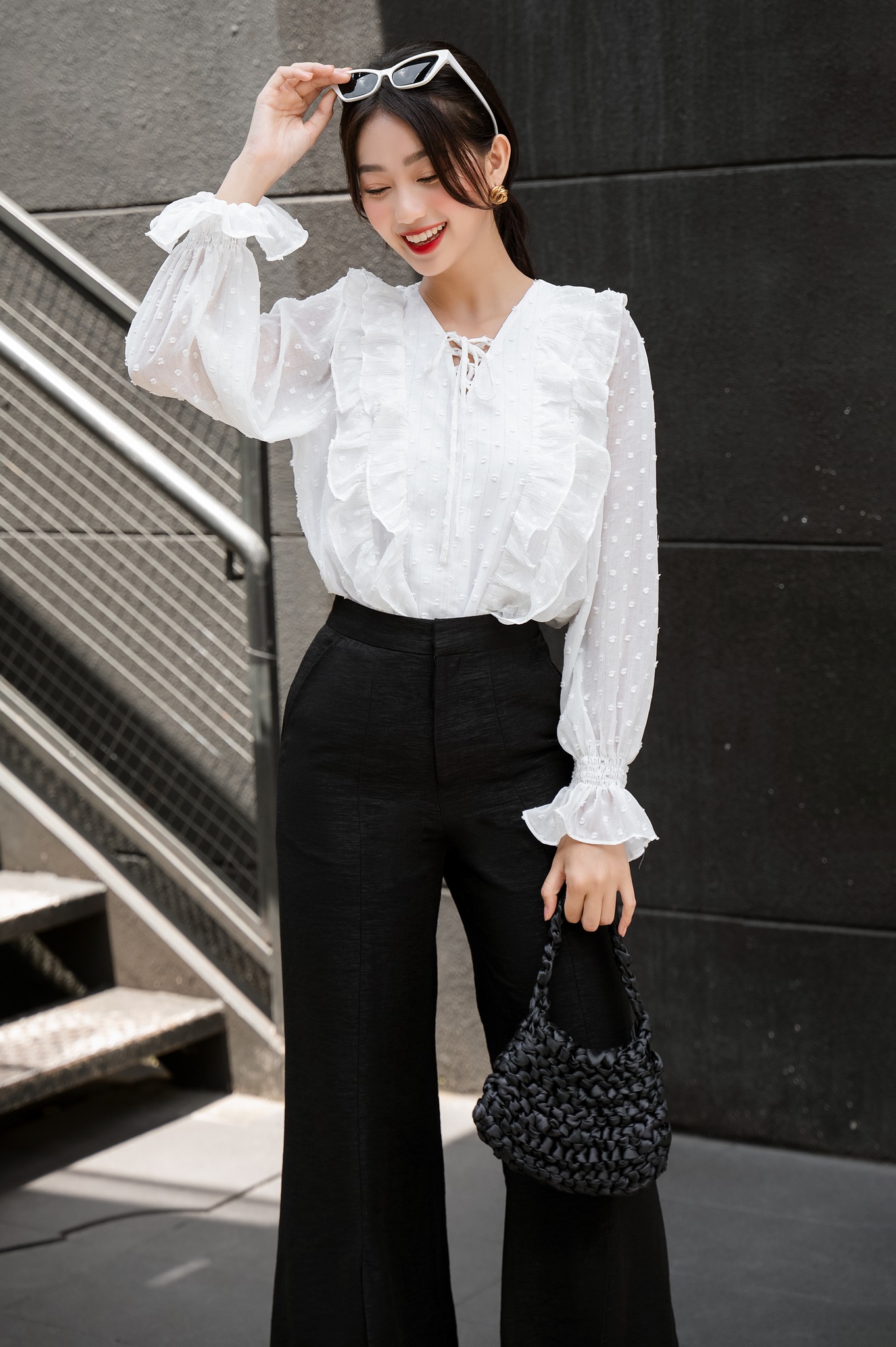 OLv - Áo Creamy Ruffle Blouse