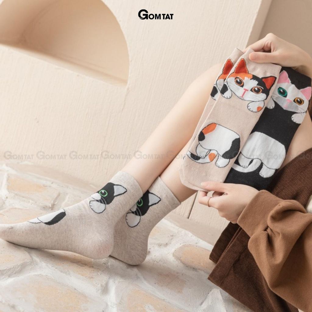 Tất nữ cổ cao hình mèo cute phong cách Hàn Quốc, chất liệu cotton mềm mại - CAOMEO-UYE-7006-1DOI