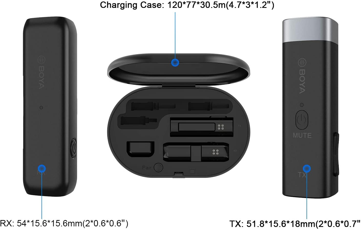 Micro Thu Âm Không Dây BOYA BY-WM3D Cho Thiết Bị Điện Thoại Iphone, Android Cổng Thu 3.5mm TRRS &amp; Máy Ảnh DSLR - Hàng Chính Hãng