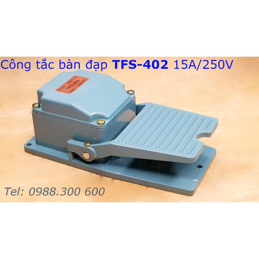 Cóc đạp điện TFS-402 15A/250V, vỏ nhôm, kích thước 198x98x78mm màu xanh