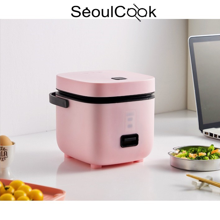 Nồi cơm mini Rice Cooker Seoulcook đa năng 1,2l hàng nội địa tặng khay hấp + vá cơm + cốc đong