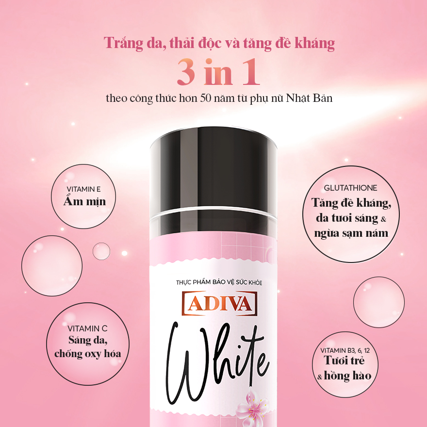 Viên Uống Trắng Da ADIVA White ( 60 Viên/ Hộp)