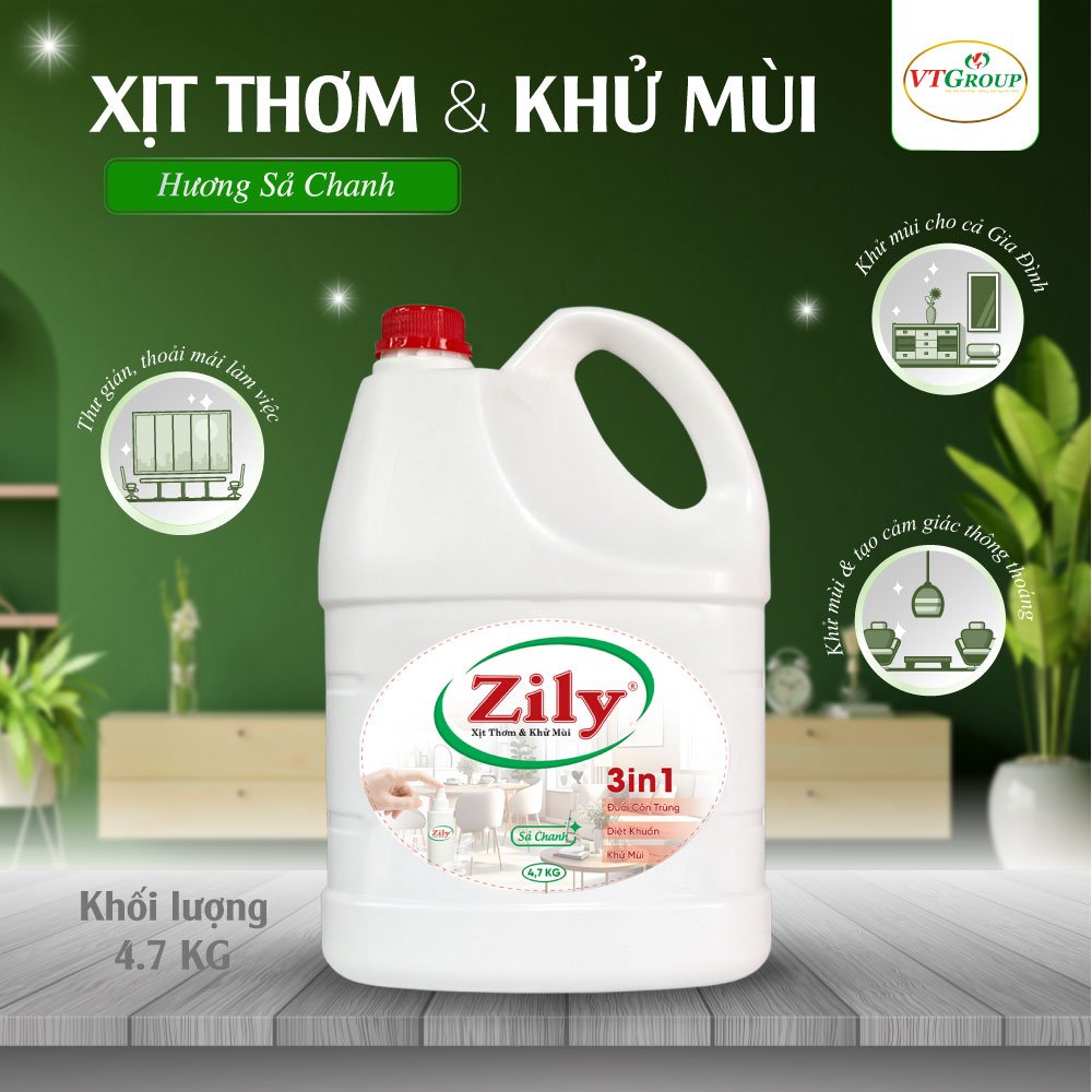 Xịt Thơm &amp; Khử Mùi Zily Chai 4.7 Kg