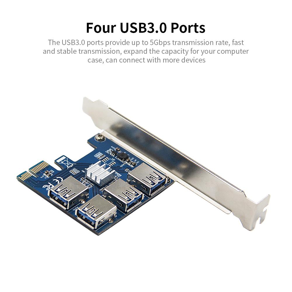 PCI-E to USB3.0 Adapter Card High Speed Transmission Converter Card with 4 USB3.0 Ports Desktop Computer Expansion Card