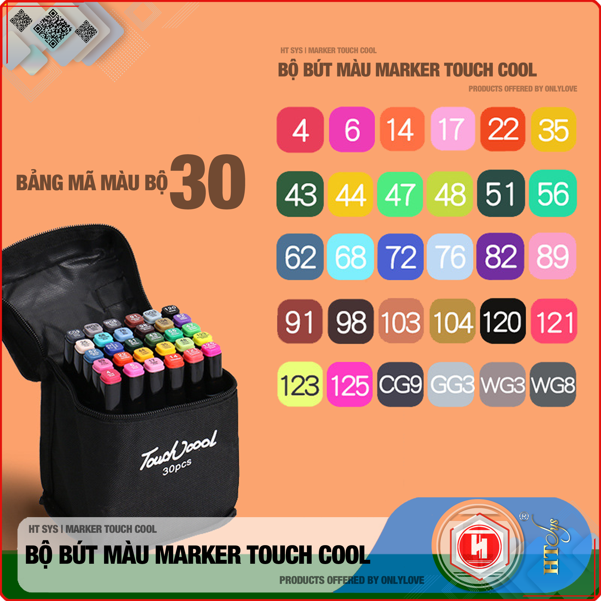 Bút màu Marker Touch Cool Cao Cấp - Bộ 30/40/60/80 - Màu Vẽ Chuyên Nghiệp - Vẽ Anime, Truyện Tranh Manga, Phong Cảnh, Thiết Kế Thời Trang, Đồ Họa, Mỹ Thuật Công Nghiệp - Tặng 1 Facial Cleaning Fad HT SYS - Hàng Nhập Khẩu