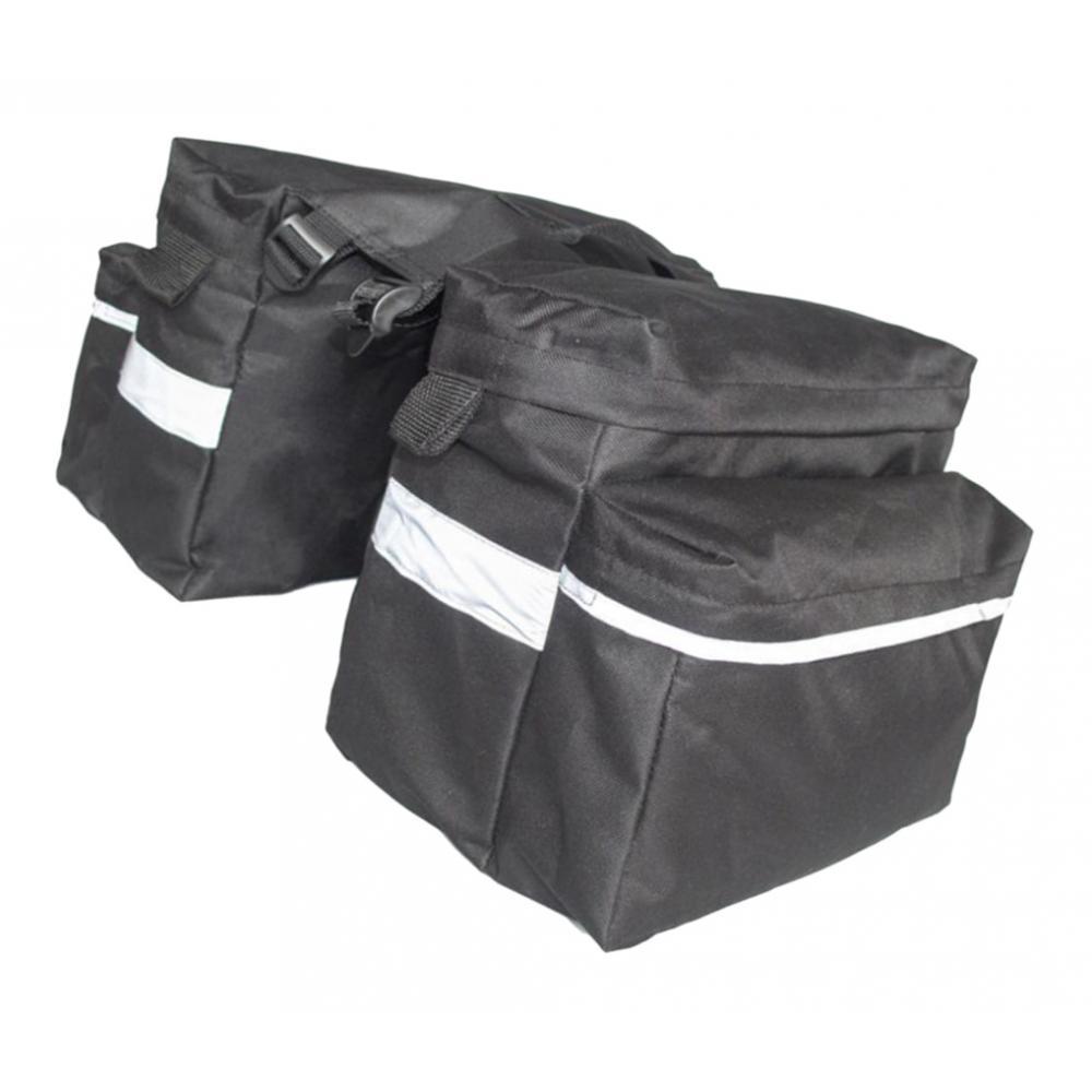 Cycling Double Panniers Bike Rear Seat Saddle Carrier Bag Black