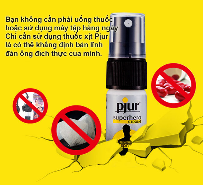 Xịt trì hoãn, kéo dài thời gian ontop sớm cho nam giới Pjur superhero Performance Chai 20ml lành tính an toàn