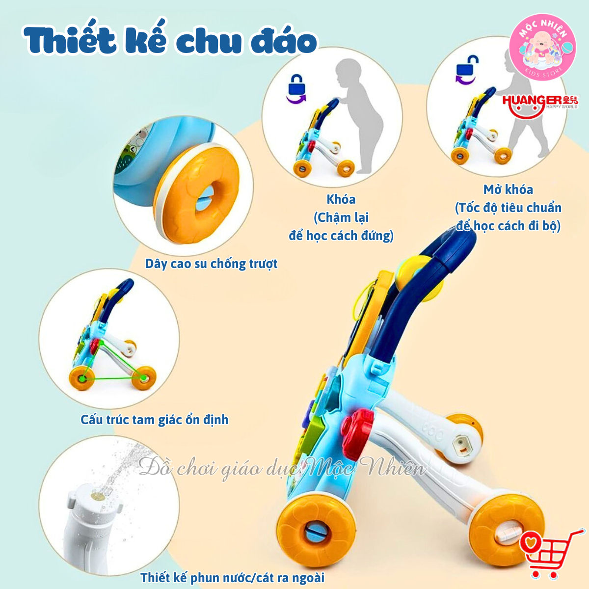 Đồ Chơi Xe Tập Đi 2 in 1 Cho Bé - Có Nhạc, Kèm Đàn Mini Hình Con Voi - Huanger HE0810