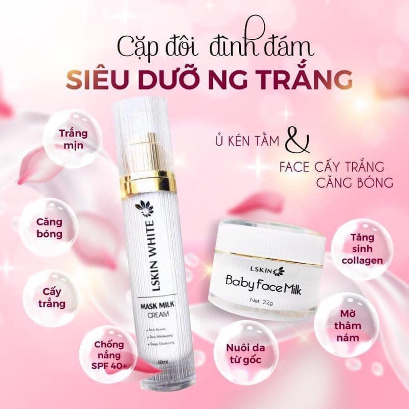 Bộ Chăm Sóc Da Mặt Cao Cấp Kem Ủ Trắng Mask Milk Cream + Kem Cấy Trắng Baby Face Milk Thương Hiệu Lskin - Cấp Nước, Giữ Ẩm, Chống Lão Hóa Và Căng Bóng Làn Da, Tái Tạo Da Từ Sâu Bên Trong