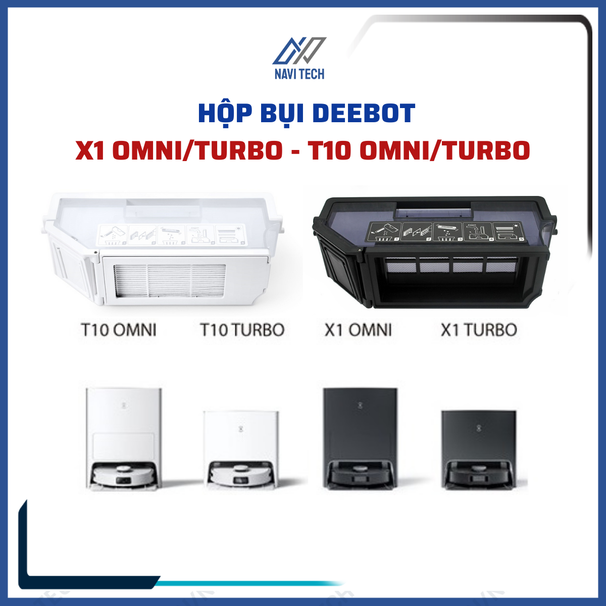 Phụ Kiện Hộp Bụi, Hộp Rác Robot hút bụi Deebot X1 OMNI- X1 TURBO- T10 TURBO
