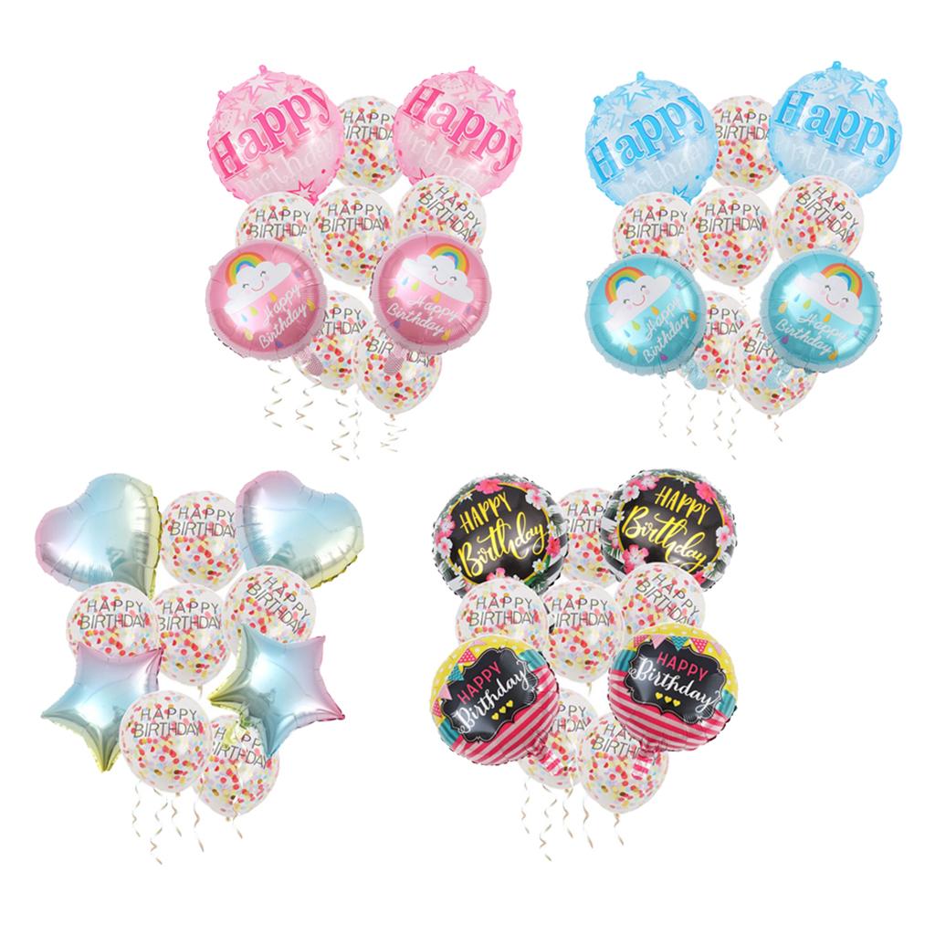 10PCS Confetti Foil Balloon Birthday Balloons Party Wedding Decor Set