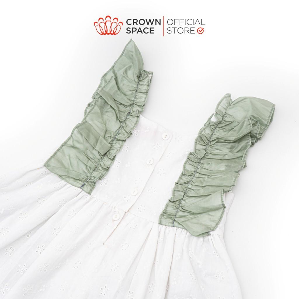 Đầm Bé Gái Màu Trắng Công Chúa CROWN KIDSCKGS2810603.W Size 2-9 Thoáng Mát