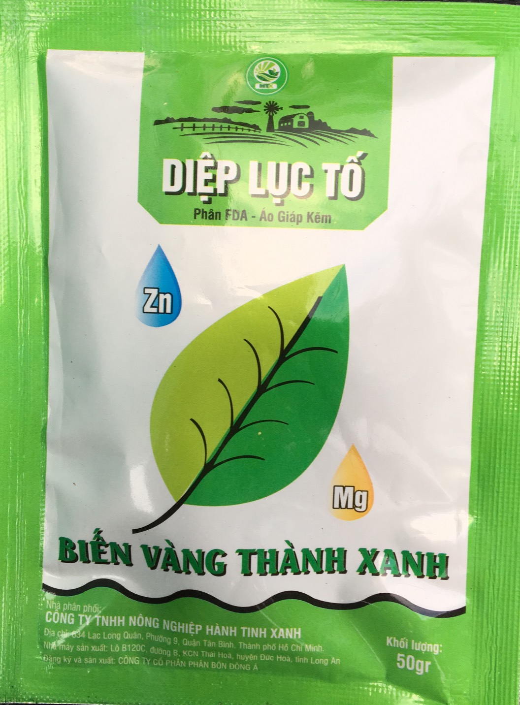 Sản phẩm vi lượng Áo Giáp Kẽm - Diệp lục tố - Biến vàng thành xanh gói 50gr