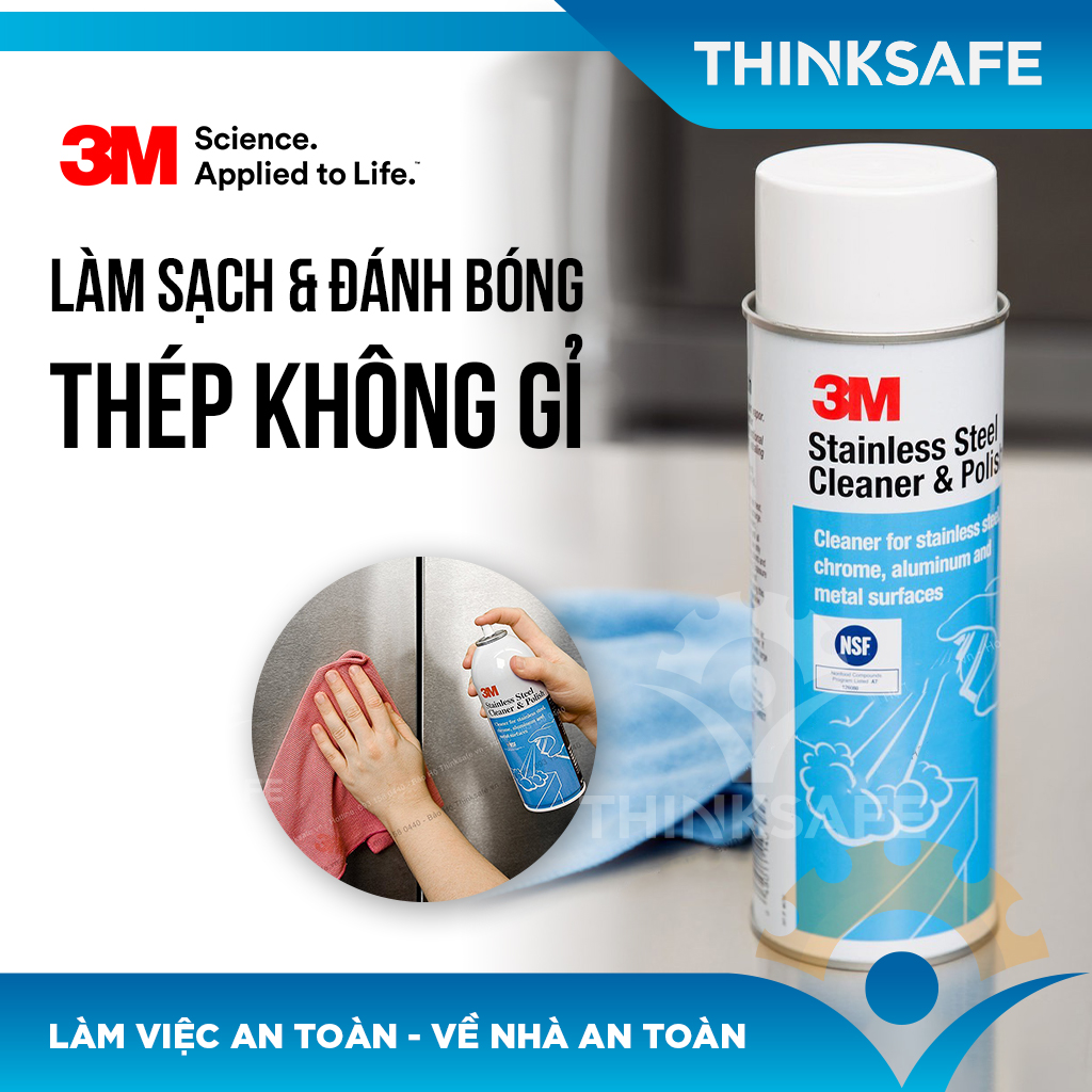 Chất tẩy rửa và đánh bóng thép Inox 3M - Stainless Steel Cleaner & Polish 126080 - Chai tẩy rửa đánh bóng làm sạch thép Inox