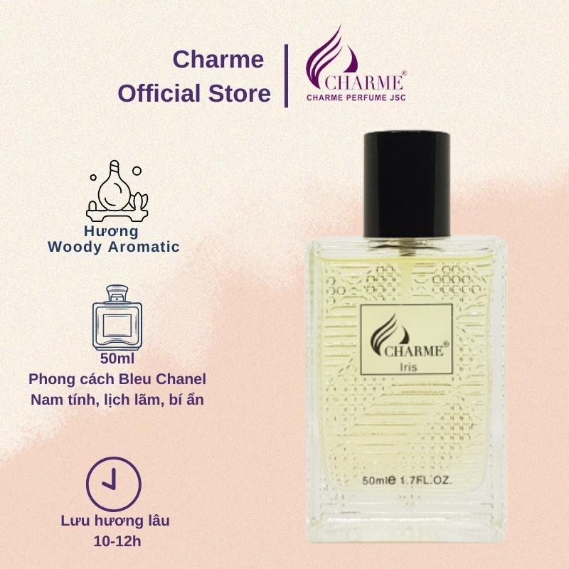 Nước hoa nam quyến rũ, Charme Iris, thơm lâu, sành điệu cá tính, lưu hương cả ngày, 50ml