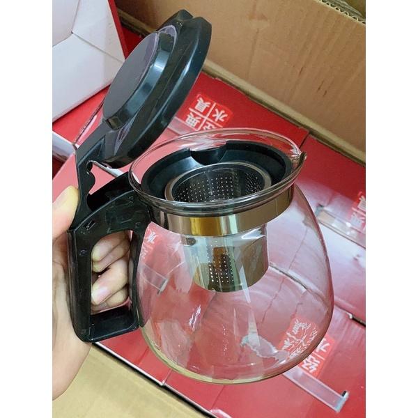 Sỉ 33K - Bộ Ấm Pha Trà Thủy Tinh Kèm 4 Tách Lưới Lọc Inox 304 Không Gỉ