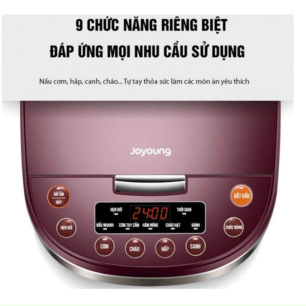 Nồi cơm điện cơm ngon như nấu bếp củi 1.8L, Joyoung lòng niêu, công suất 860W, Hàng chính hãng