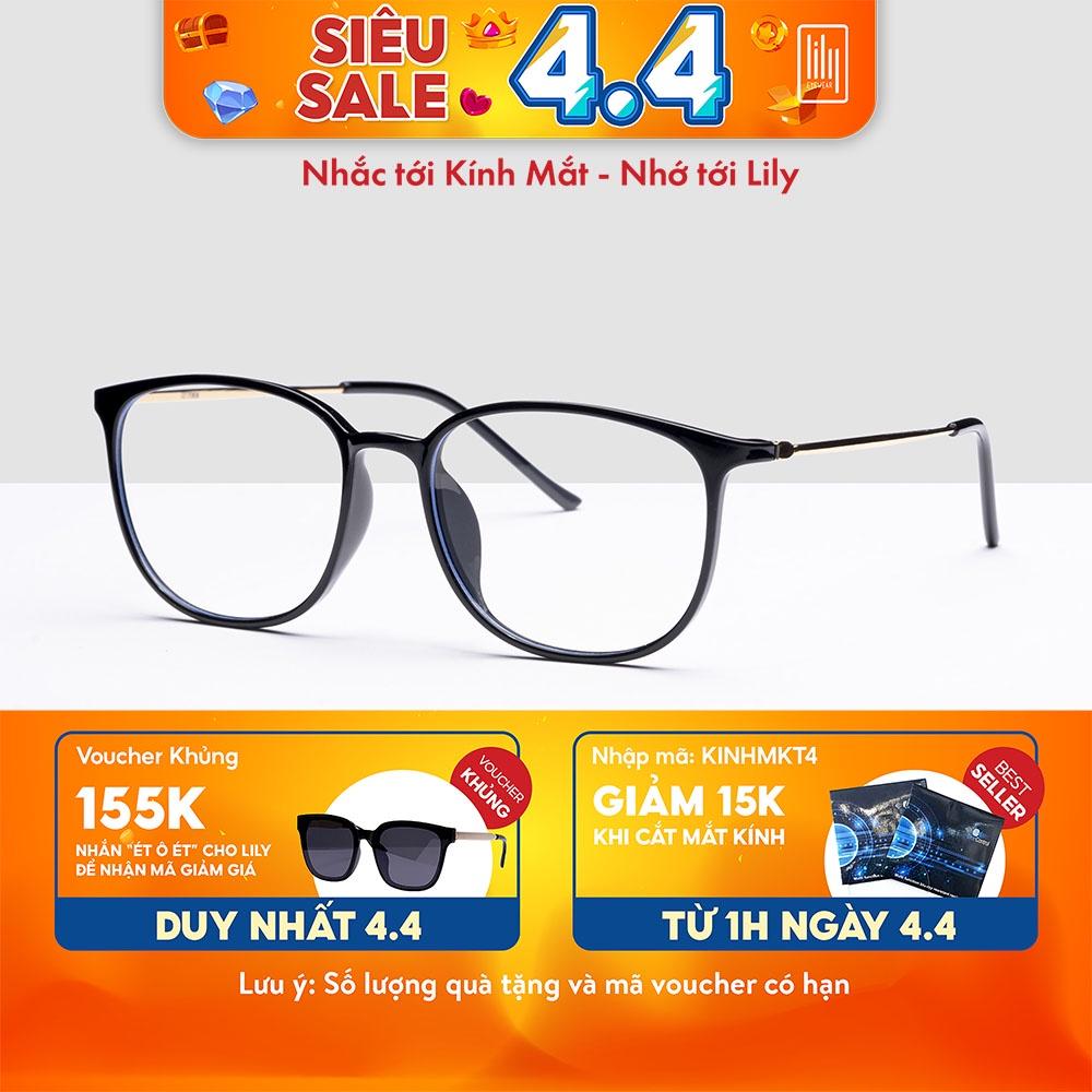 Gọng kính cận nam nữ LILYEYEWEAR cao cấp mắt tròn thanh mảnh thiết kế thời trang 98379