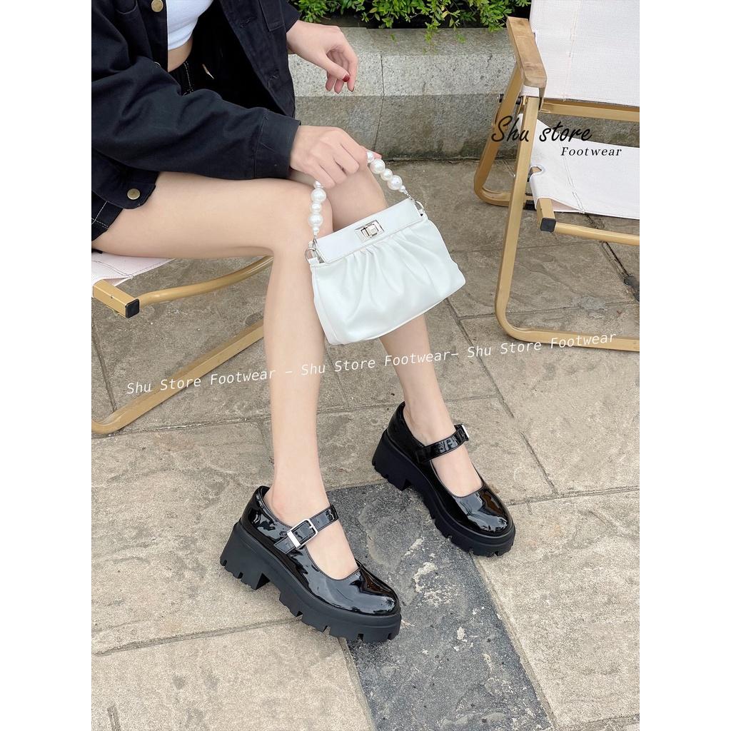 Giày búp bê quai ngang khoá vuông cao 6 phân tôn dáng cho nàng thời trang Shu Store