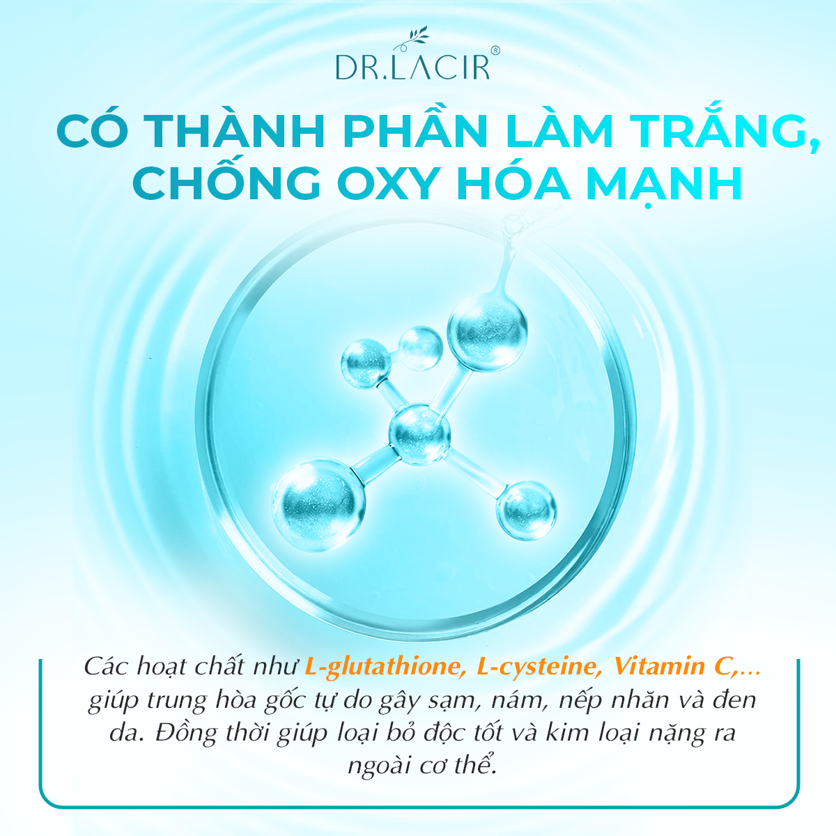 Viên uống Nám Lacir Glutathione Plus Dr.lacir, Trắng Da Mờ Nám (Chính Hãng Dr Lacir)