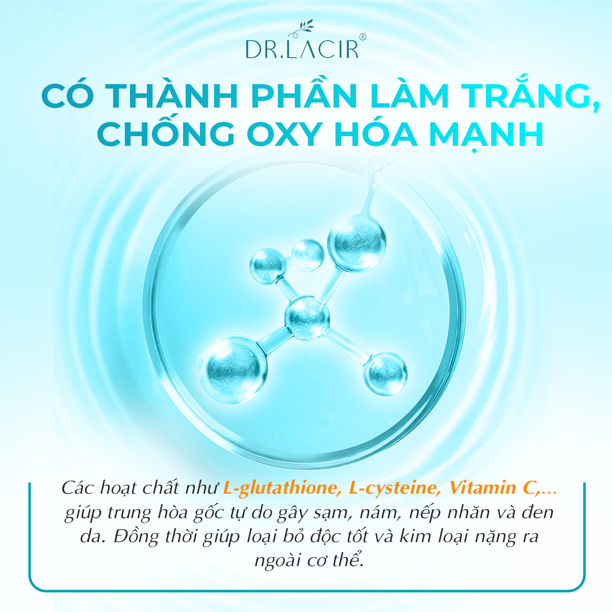 Viên uống Nám Lacir Glutathione Plus Dr.lacir, Đẹp Da Mờ Nám