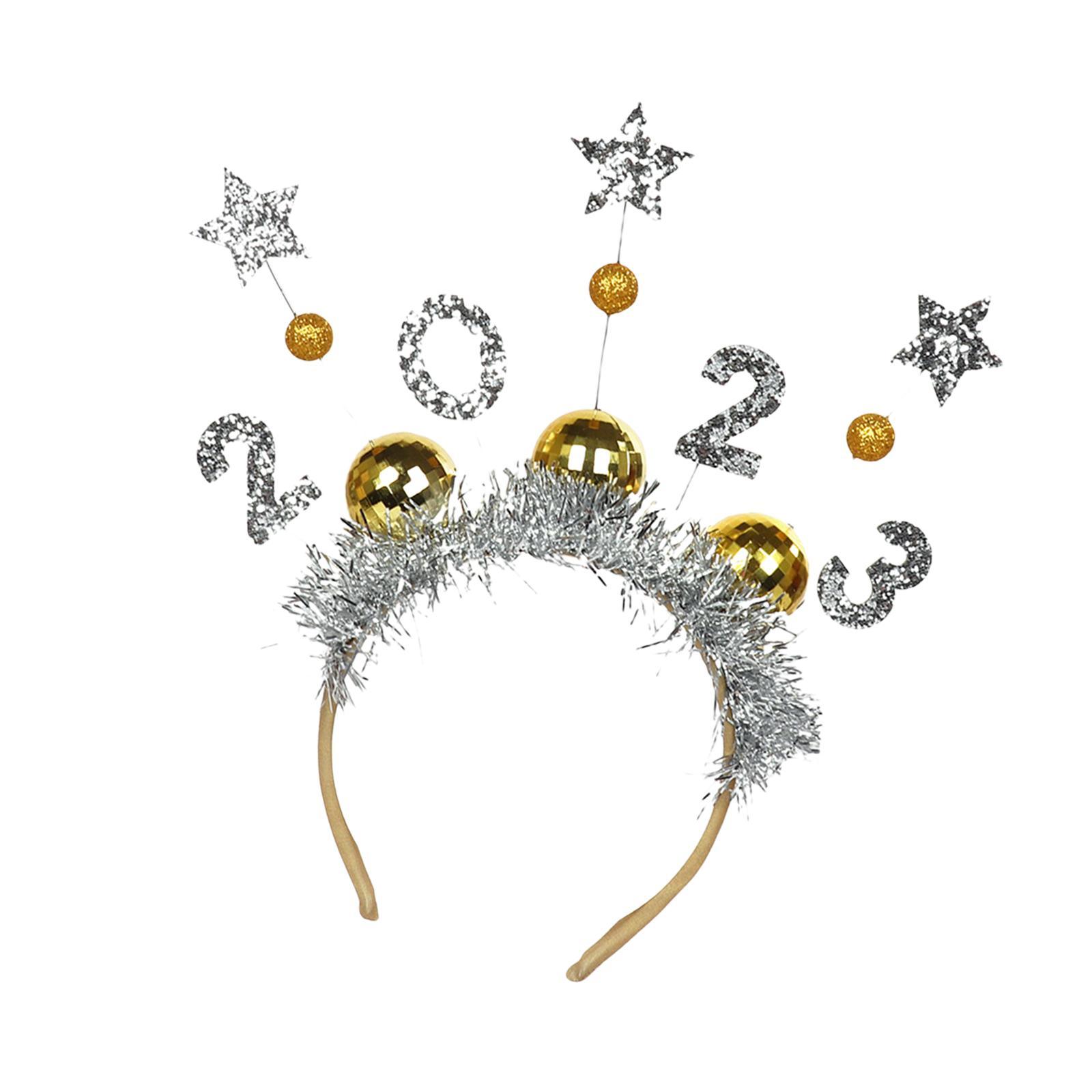 4 2023 New Year Headbands Tiara Headdress for Costume New Years Eve Cosplay