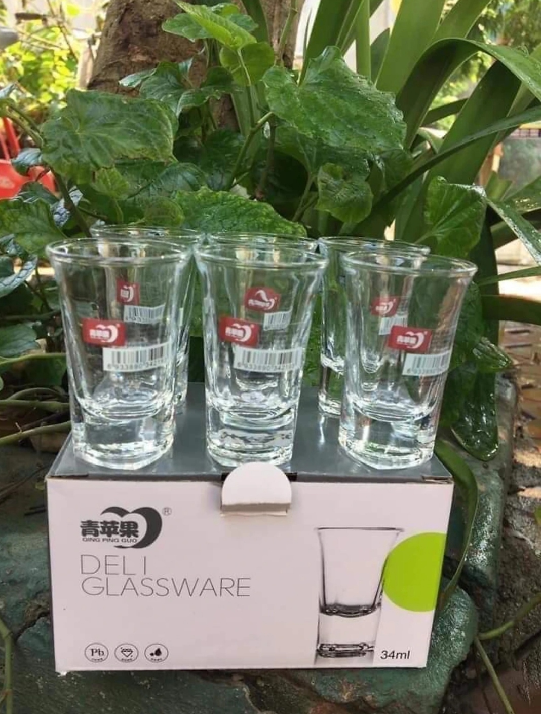 Bộ 6 Ly cốc thủy tinh uống ngày tết cao cấp đế dầy cao cấp size 35ml