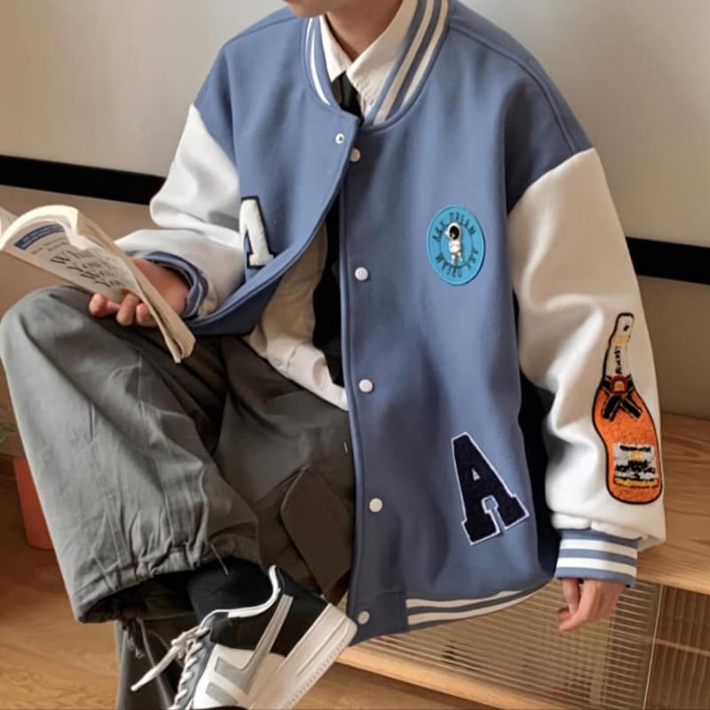 Áo bomber nam nữ nhung unisex khoác gió jacket cúc bấm form rộng local brand ulzzang phong cách hàn quốc đep Chữ R