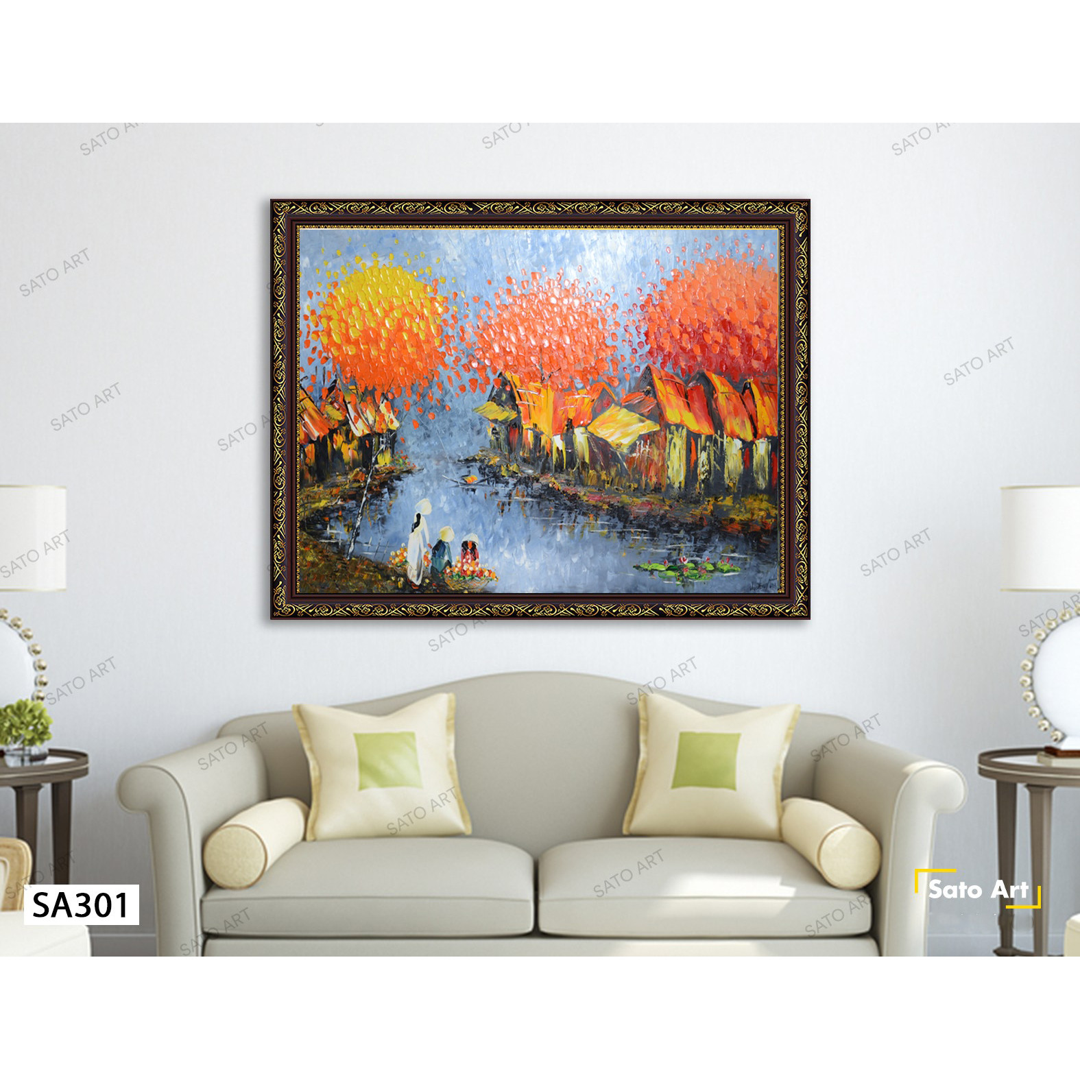 Tranh sơn dầu vẽ tay - tranh phong cảnh - tranh treo tường phòng khách