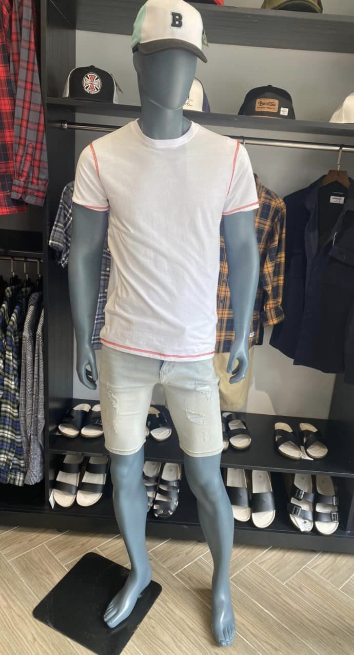 Áo thun nam cổ tròn phối chỉ viền nổi bật chất cotton mộc