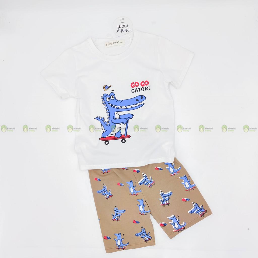 Đồ Bộ Bé Trai Minky Mom Cotton 100% Họa Tiết Phương Tiện Giao Thông, Bộ Quần Áo Trẻ Em Cộc Tay Cho Bé MKM2108