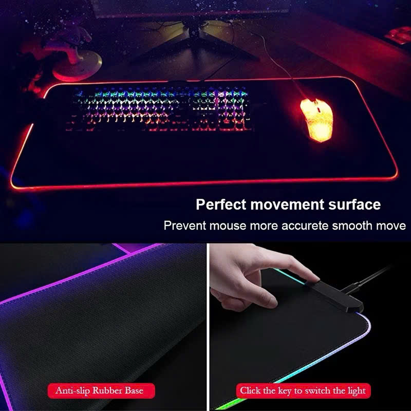 Miếng lót chuột LED RGB pad chuột gaming chơi game deskpad cỡ lớn viền sáng led chống trượt nhiều chế độ siêu đẹp – Hàng chính hãng