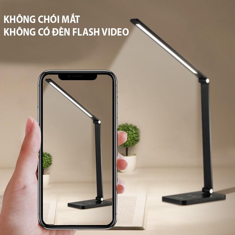 Hình ảnh Đèn LED Để Bàn Chống Cận Công Tắc Cảm Ứng 3 Chế Độ Sáng Tích Hợp Sạc Không Dây Cho Điện Thoại 5W MT-856