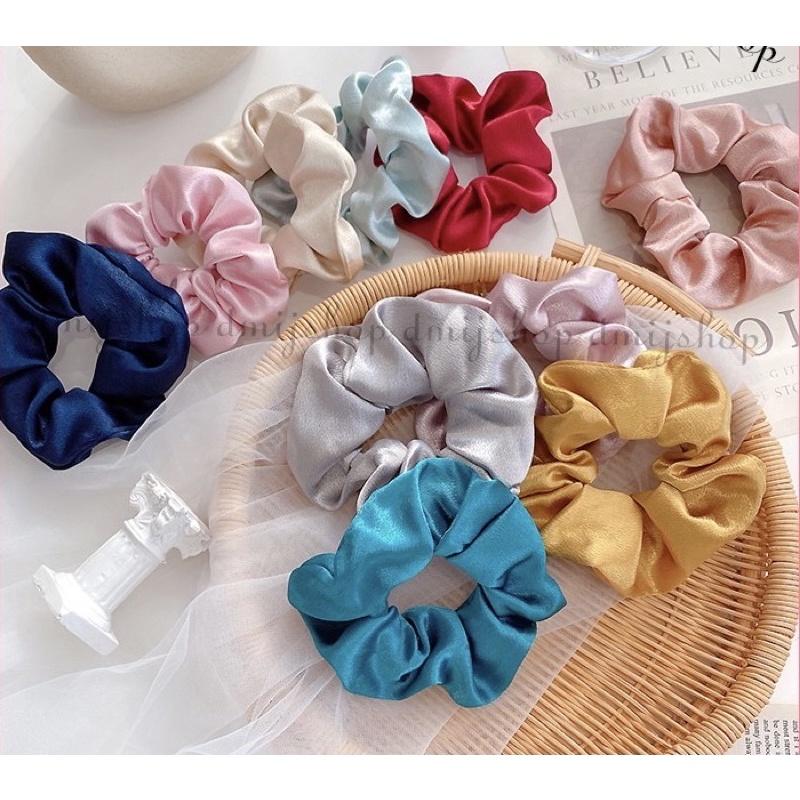 Dây cột tóc scrunchies trơn nhiều màu
