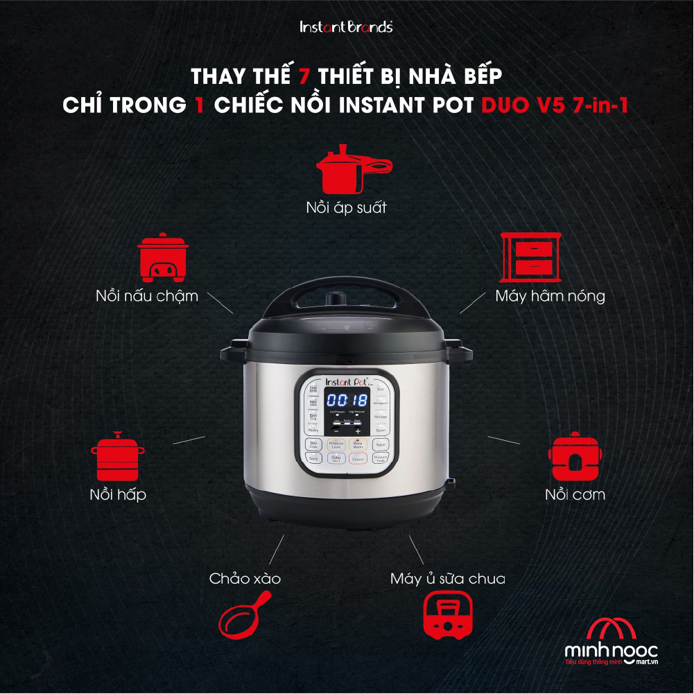 [Hàng chính hãng Instant Pot] Nồi Áp Suất Điện Đa Năng Instant Pot Duo V5, dung tích 5,7L, 7-in-1_NEW