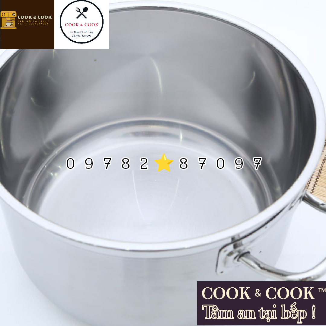 Nồi luộc gà inox 3 đáy nắp kính size 30 cm dung tích 13 LÍT sử dụng trên bếp từ