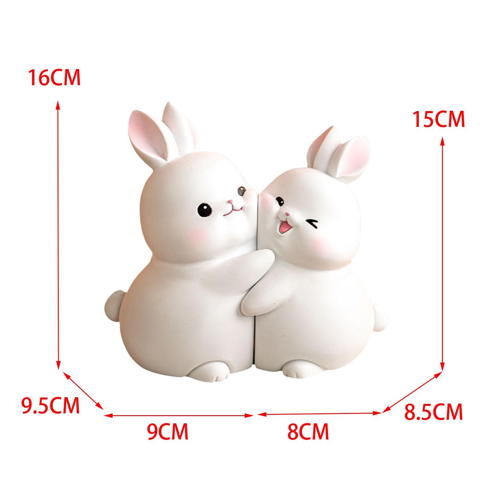 Rabbit Bookend Resin Animal Figurines Book Stand Holder for Cabinet Ornament