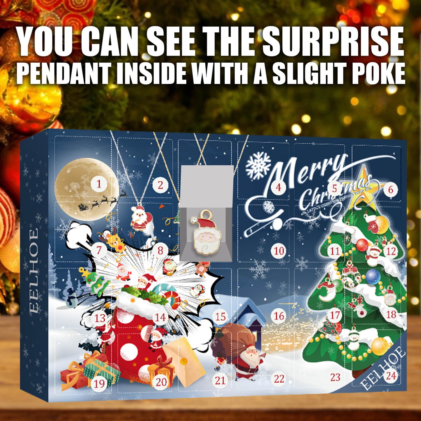 Hộp quà 24 mặt đá dây chuyền dành cho làm quà tặng Giáng sinh bất ngờ