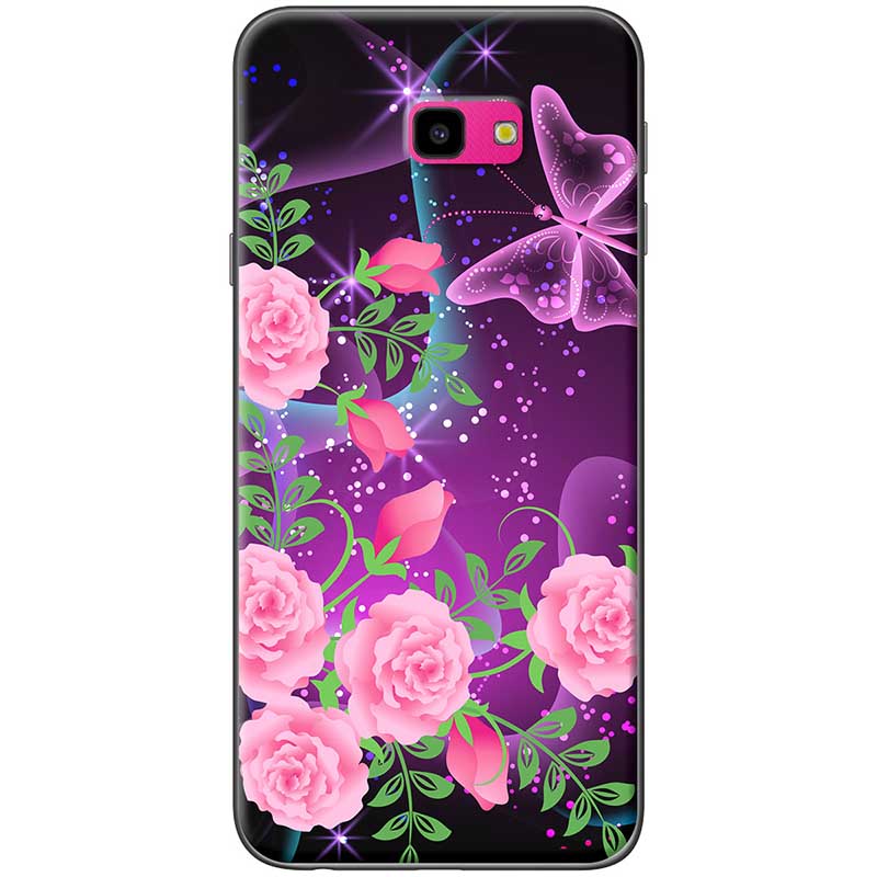 Ốp lưng  dành cho Samsung J4+ mẫu Hoa hồng bướm tím