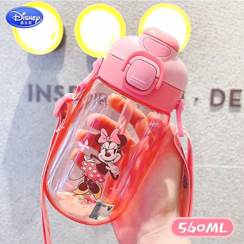 Bình nước ống hút tu miệng nhựa tritan Disney Minnie 560ml cho trẻ em 8082