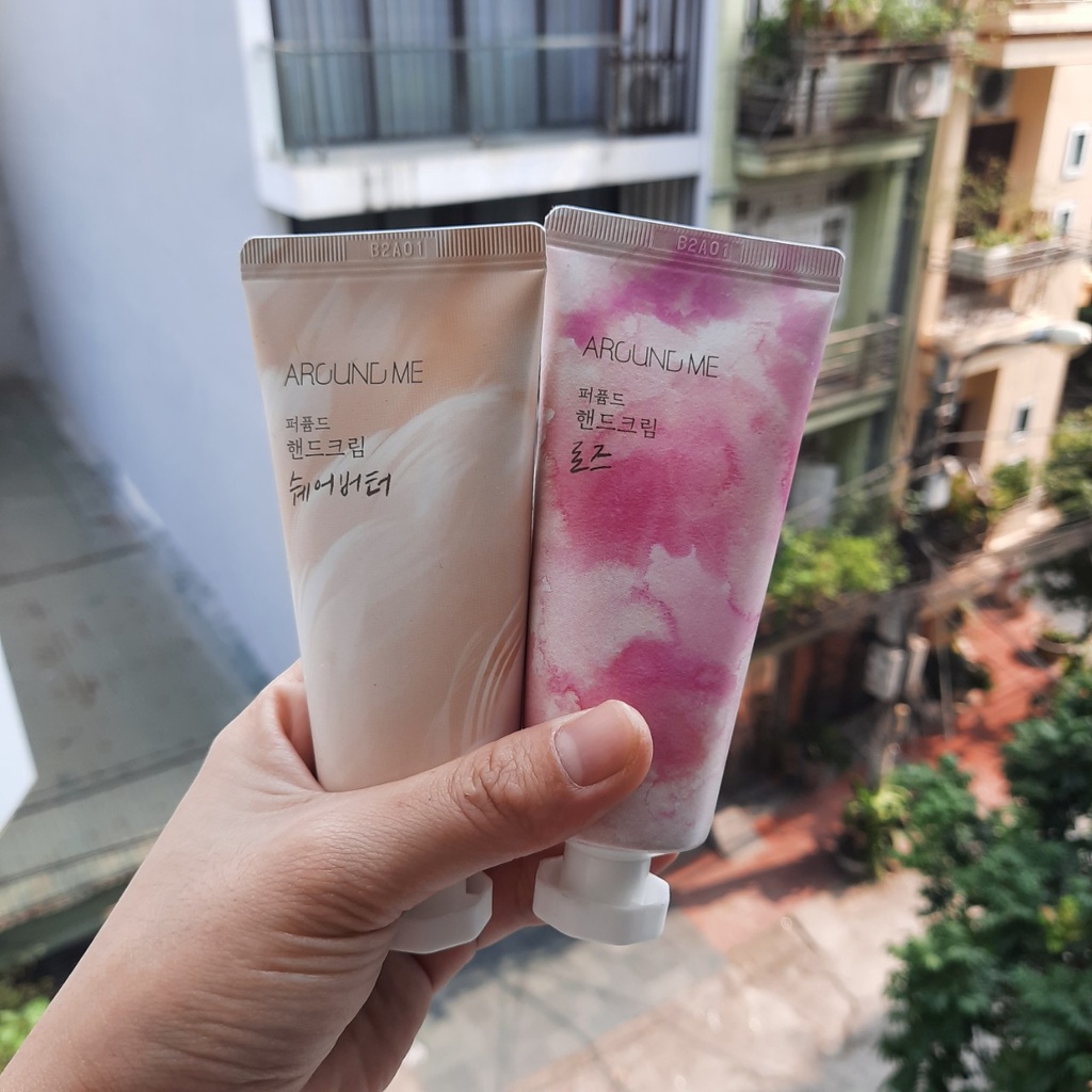 Kem dưỡng da tay Around Me Happiness Hand Cream Hàn Quốc 60g hạt bơ mỡ- Mẫu mới