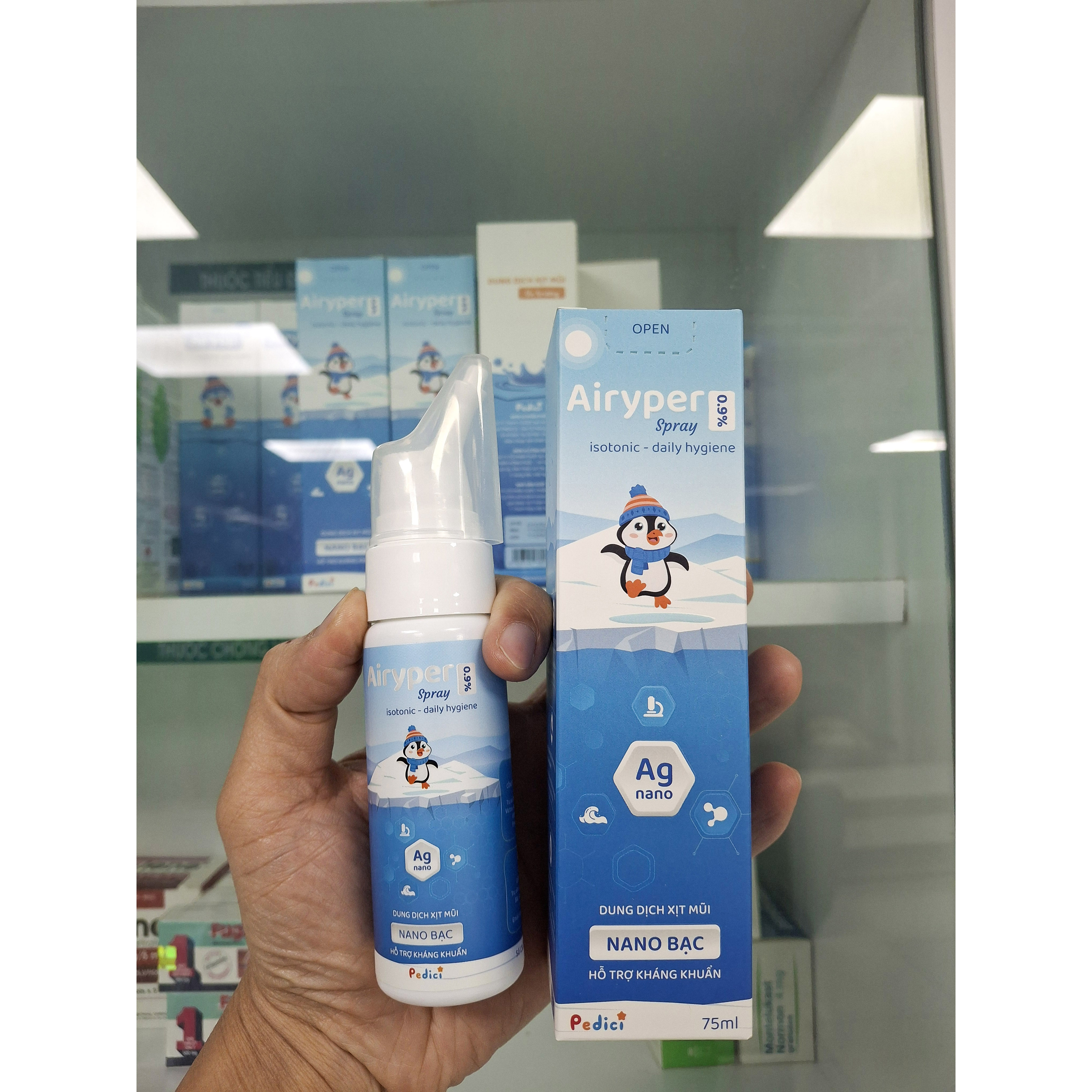 Xịt mũi Airyper Spray 0.9% - Hỗ trợ kháng khuẩn Nano Bạc