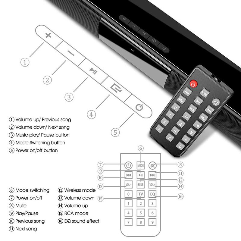 TV Soundbar 40W Loa Bluetooth có dây và không dây Hệ thống âm thanh rạp chiếu phim tại nhà Âm thanh nổi vòm với boombox Trung tâm âm nhạc Đài FM Màu sắc: BS28A