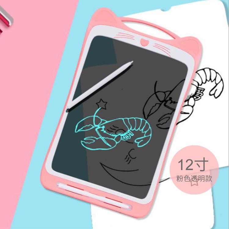 Bảng chữ viết tay LCD trong suốt 12 inch mới khuyến mại bảng vẽ graffiti dành cho trẻ em bảng vẽ điện tử màu bảng vẽ mèo con cho bé bảng đen nhỏ