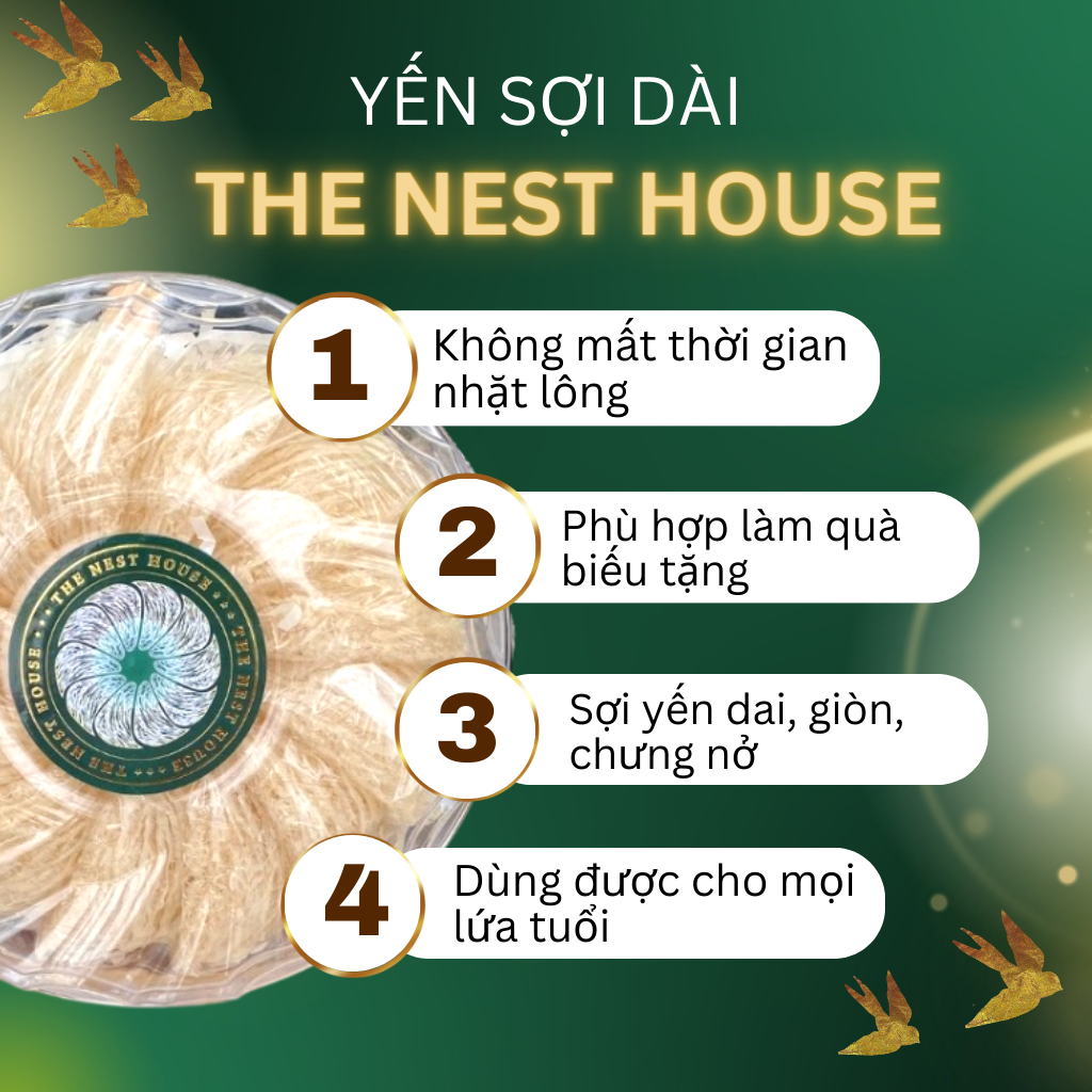 100G tổ yến sào tinh chế sợi dài loại 1 Khánh Hoà Nha Trang The Nest House
