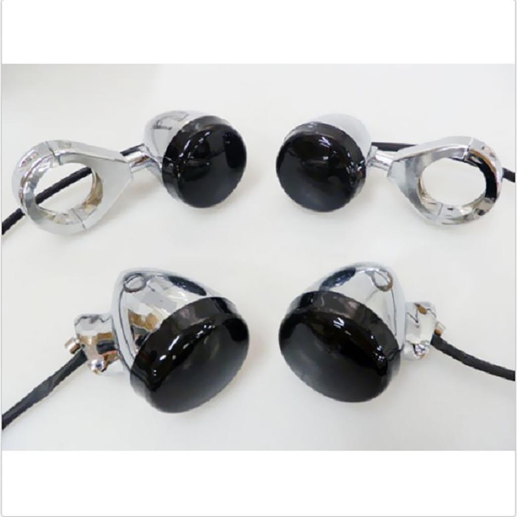4 Pieces Motorcycle Front Rear Turn Signal Light 41mm Relocation Fork Clamps For Harley