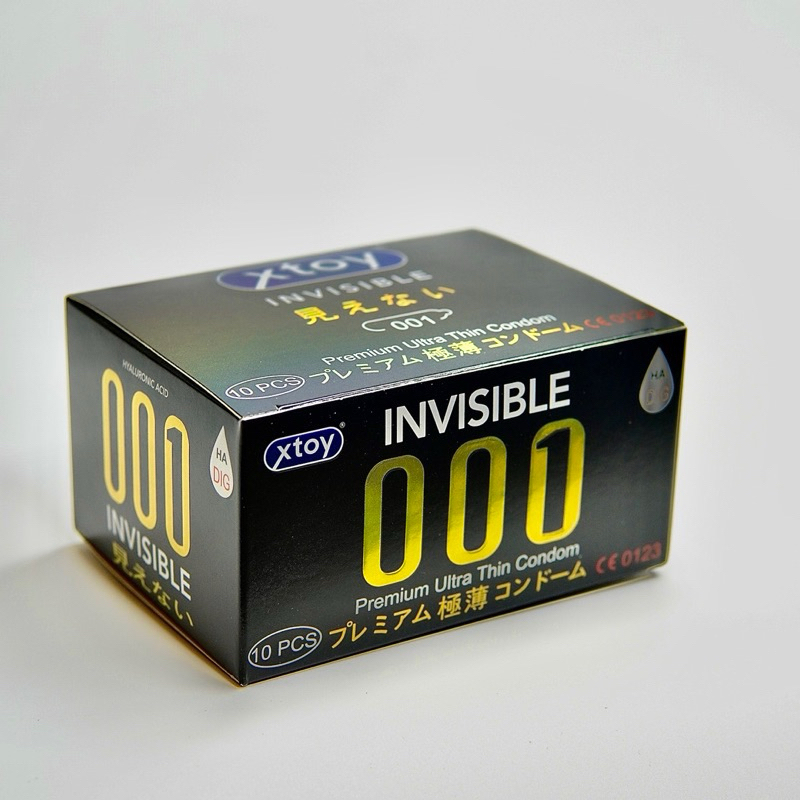 Bao cao su XTOY INVISIBLE 001 siêu mỏng, nhiều gel bôi trơn, kéo dài quan hệ, hương thơm - Hộp 10 chiếc